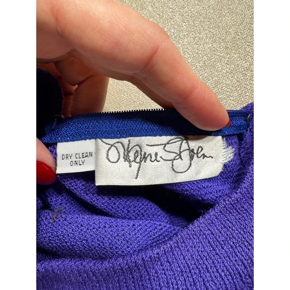 Vintage St. John Purple Knit Sweater Vest Mock Neck Back Zip Made in USA M *note - Picture 6 of 8